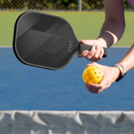 Strakke Zwarte Geometrische Initialen Pickleball Paddle