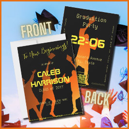 Strakke Zwarte Moderne Tech Afstudeerplechtigheid Kaart