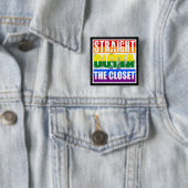 Straks uit de kast van de homo-pride vierkante button 5,1 cm (In situ)