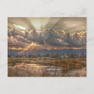 Stralen bij zonsonderend Briefkaart