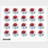 Stralen Liefde Bloemen Waterverf Sticker, Glanzend Ronde Sticker (Vel)