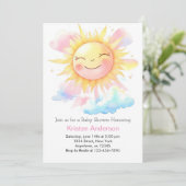 Stralen van Joyful Sunshine Meisje Baby shower Kaart (Staand voorkant)