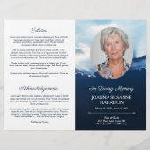 Stralen van Licht Ovaal Foto Blauw Begrafenisprogr (Voorkant)