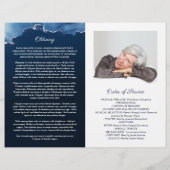 Stralen van Licht Ovaal Foto Blauw Begrafenisprogr (Achterkant)