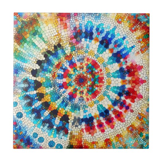 Stralend Abstract Mozaïek Mandala Patroon Tegeltje (Voorkant)