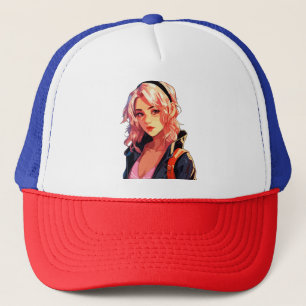 Stralend Anime Meisje: Mooie Manga Kunst Trucker Pet