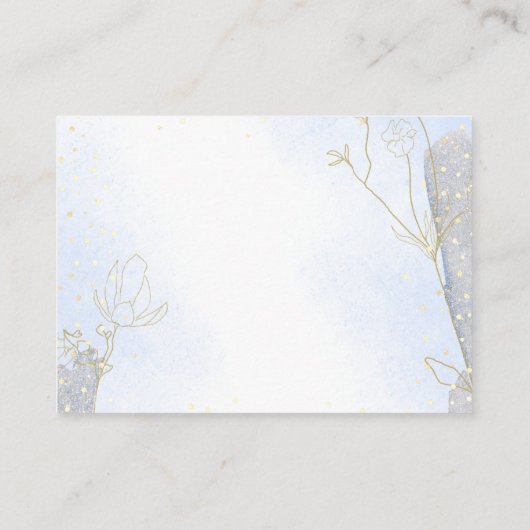 Stralend Blauw Botanisch Wensend Goed Bruiloft Informatiekaartje (Achterkant)