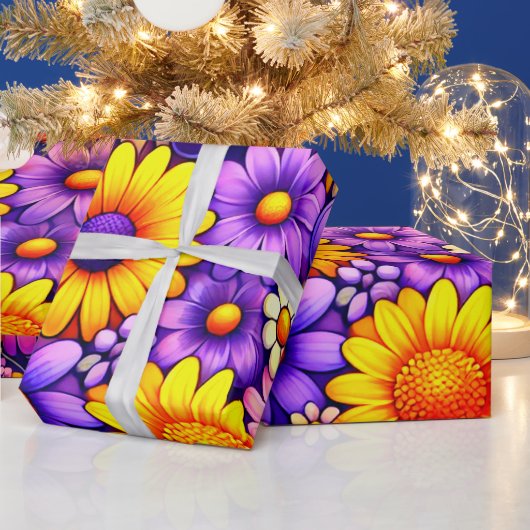Stralend bloemengeschenkpatroon cadeaupapier (Feestdagen)