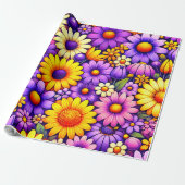 Stralend bloemengeschenkpatroon cadeaupapier (Uitgerold)
