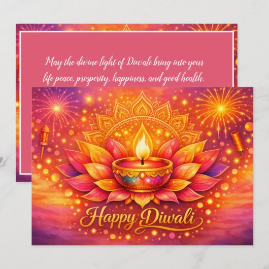 Stralend Diwali-feest Kaart (Voorkant / Achterkant)