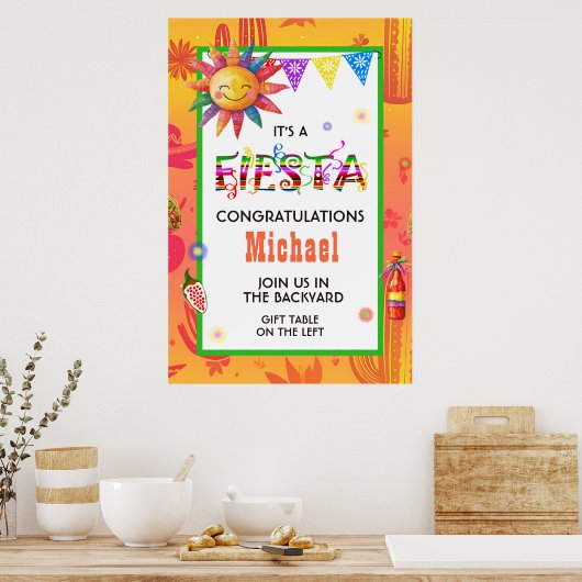 Stralend Fiesta Afstudeerfeest Poster (Keuken)