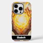 Stralend Geel Kunstontwerp met Handen Case-Mate iPhone Case (Achterkant)