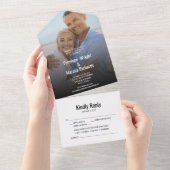 Stralend Gelukkig Fotohuwelijk All In One Uitnodiging (Afscheurbaar)