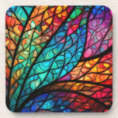 Stralend Glas in lood Abstracte harde kunststof Bier Onderzetter (Voorkant)