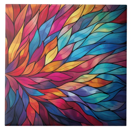 Stralend Glas in lood Bloom Keramische Tegel Tegeltje (Voorkant)