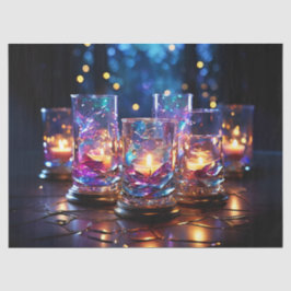 Stralend Glas Kaars Kerst Decoupage Ambachtelijk P Tissuepapier