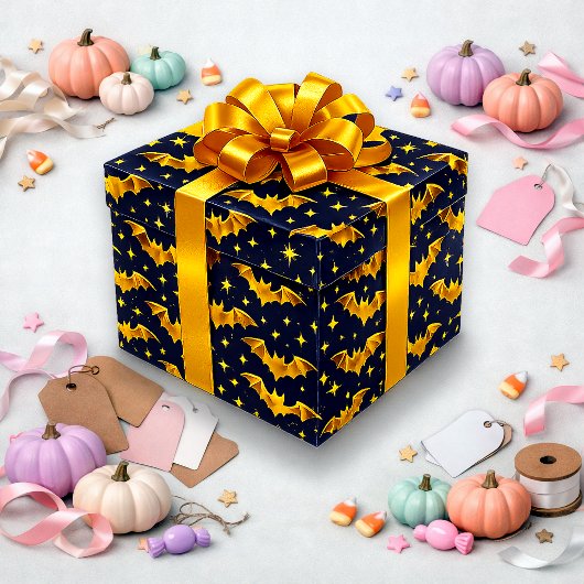 Stralend Goud Vleermuis Patroon Cadeaupapier