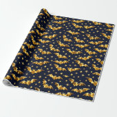 Stralend Goud Vleermuis Patroon Cadeaupapier (Uitgerold)
