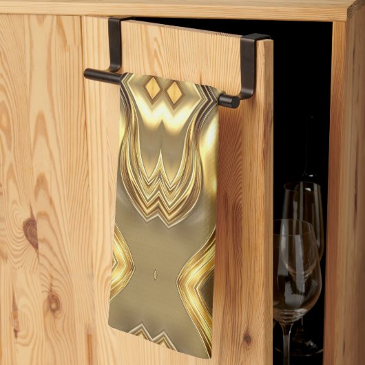 Stralend Gouden Patroon Theedoek (Derde Gevouwen)