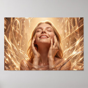 Stralend Gouden Sereniteit Portret Poster