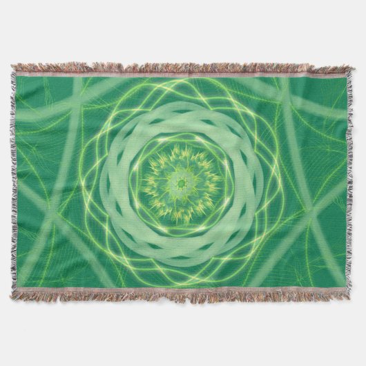 Stralend groene Spirograph Mandala Deken (Voorkant)