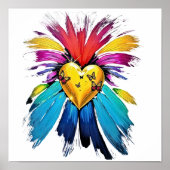 Stralend hart met vlinders en functies poster (Voorkant)