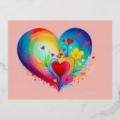 Stralend Hart van Liefde Folie Feestdagen Briefkaart