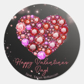 Stralend Hart van Sprankelende Pareltjes Valentijn Ronde Sticker (Voorkant)