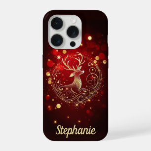 Stralend hert in goud iPhone 15 pro case