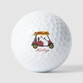 Stralend in rood aangepaste golfkar naam monogram golfballen (Voorkant)