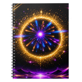 Stralend Kosmisch Portaal | Neon Melkweg Uitgerekt Notitieboek