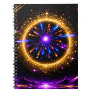 Stralend Kosmisch Portaal Neon Melkweg Uitgerekt Notitieboek