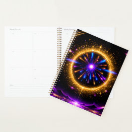 Stralend Kosmisch Portaal | Neon Melkweg Uitgerekt Planner