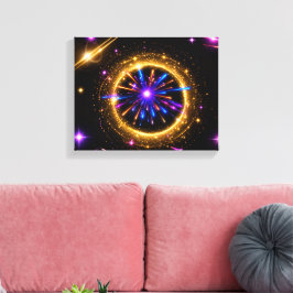 Stralend Kosmisch Portaal | Neonsterrenstelsel Uit Canvas Afdruk