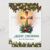 Stralend kruis met een warme gloed, Kerstmis Feestdagenkaart (Voorkant / Achterkant)