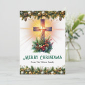 Stralend kruis met een warme gloed, Kerstmis Feestdagenkaart (Staand voorkant)