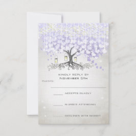 Stralend Lavendel Hartblad Bruiloft RSVP Kaartje