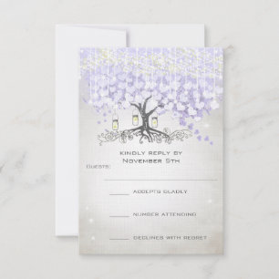 Stralend Lavendel Hartblad Bruiloft RSVP Kaartje