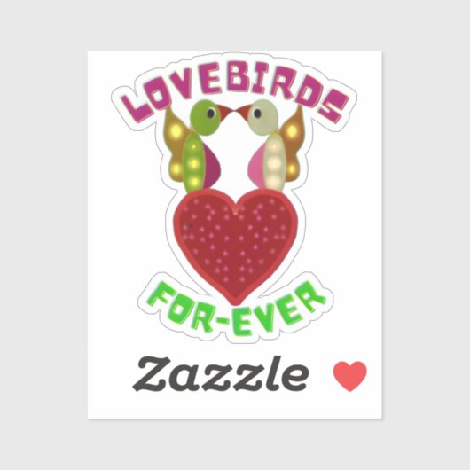 Stralend Liefdesvogels Hart Ontwerp  Sticker (Vel)