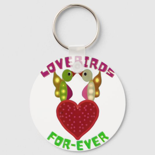 Stralend Liefdesvogels Hart Ontwerp Worp Kussen Sleutelhanger (Voorkant)