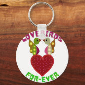 Stralend Liefdesvogels Hart Ontwerp Worp Kussen Sleutelhanger (Voorkant)