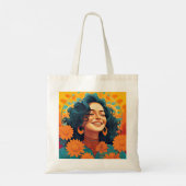 Stralend Mexicaans-Amerikaans Vrouw Bloemenportret Tote Bag (Achterkant)
