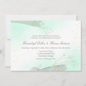 Stralend mintgroene bladglitter bruiloft kaart (Voorkant)