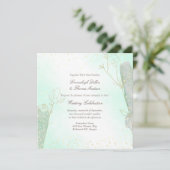 Stralend mintgroene botanische glittershuwelijk kaart (Staand voorkant)