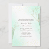 Stralend mintgroene botanische glittershuwelijk kaart (Voorkant)