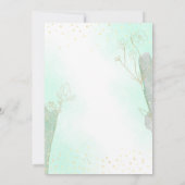 Stralend mintgroene botanische glittershuwelijk kaart (Achterkant)