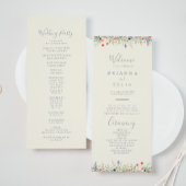 Stralend multikleurig wildbloemen-huwelijksprogram programmakaart