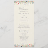 Stralend multikleurig wildbloemen-huwelijksprogram programmakaart (Voorkant)