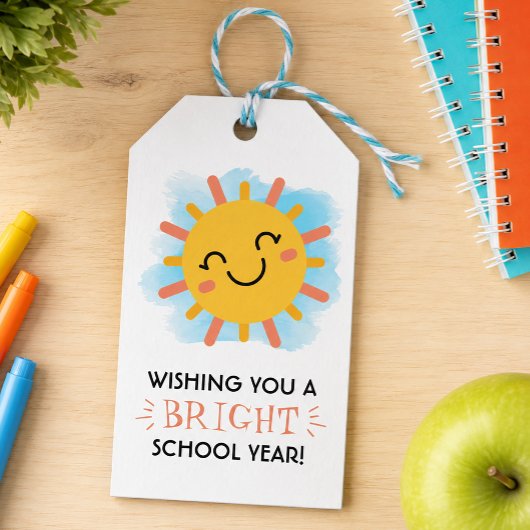 Stralend nieuw schooljaar cadeaulabel