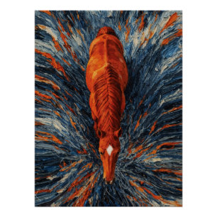 Stralend Paard Bovenaanzicht Levendig Impasto Abst Perfect Poster